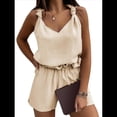 thumbnail image 1 of Conjuntos de Verano de 2 Piezas para Mujer, Sin Mangas, Cuello en V, Camisetas Sin Mangas con Nudo y Pantalones Cortos, Conjuntos A Juego, Color Albaricoque XXL, 1 of 8