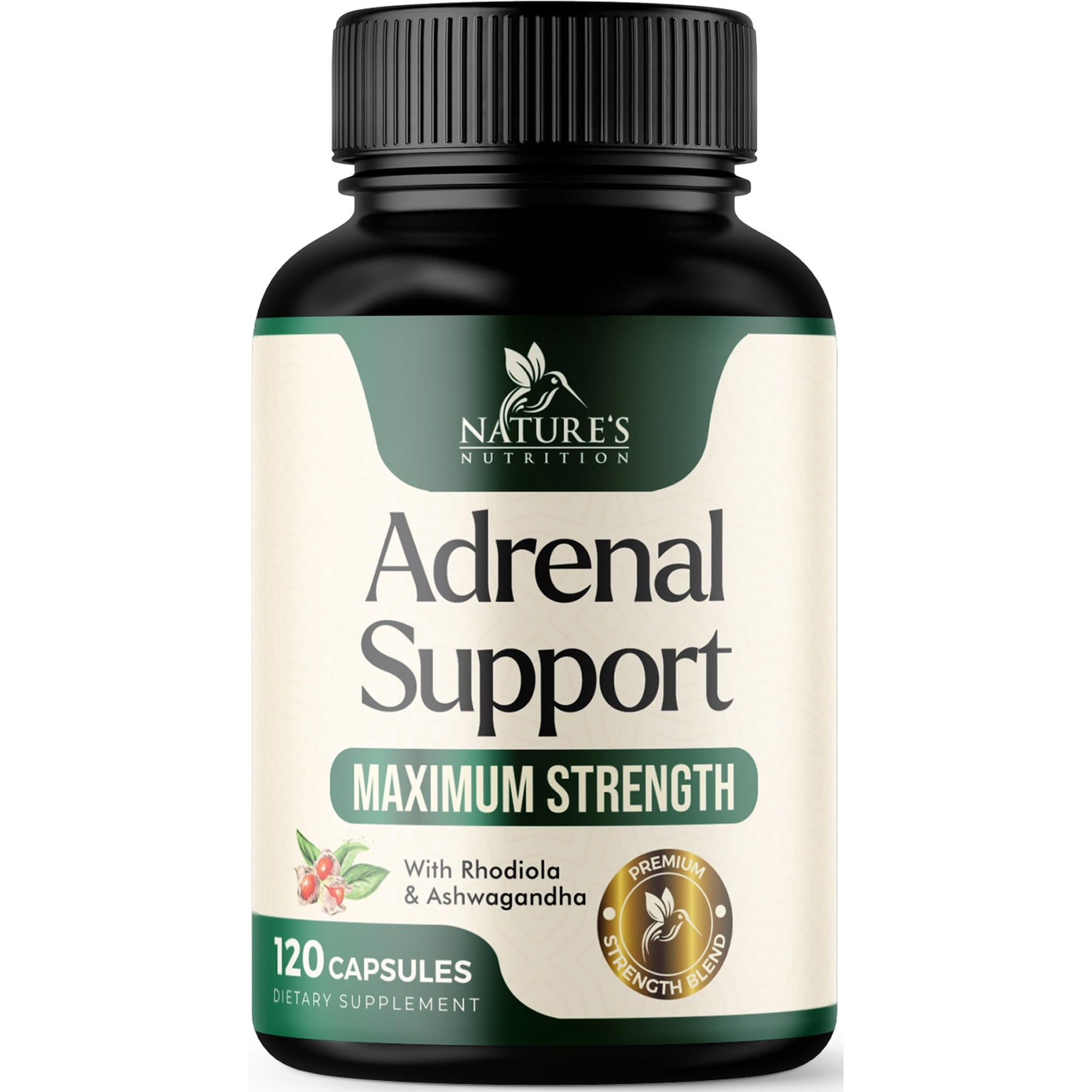 Adrenal Support Supplement - Advanced Cortex Complex Adrenal for Energy, Fatigue, Calm, Relaxation and Immune Support - Natural Ashwagandha Rhodiola & Holy Basil, Bottled in USA - 120 Capsules