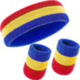 thumbnail image 1 of Willbond 3 Pieces Sweatbands Set, Includes Sports Headband and Wrist Sweatbands Striped Sweat Band for Athletic Men and Women, 1 of 4