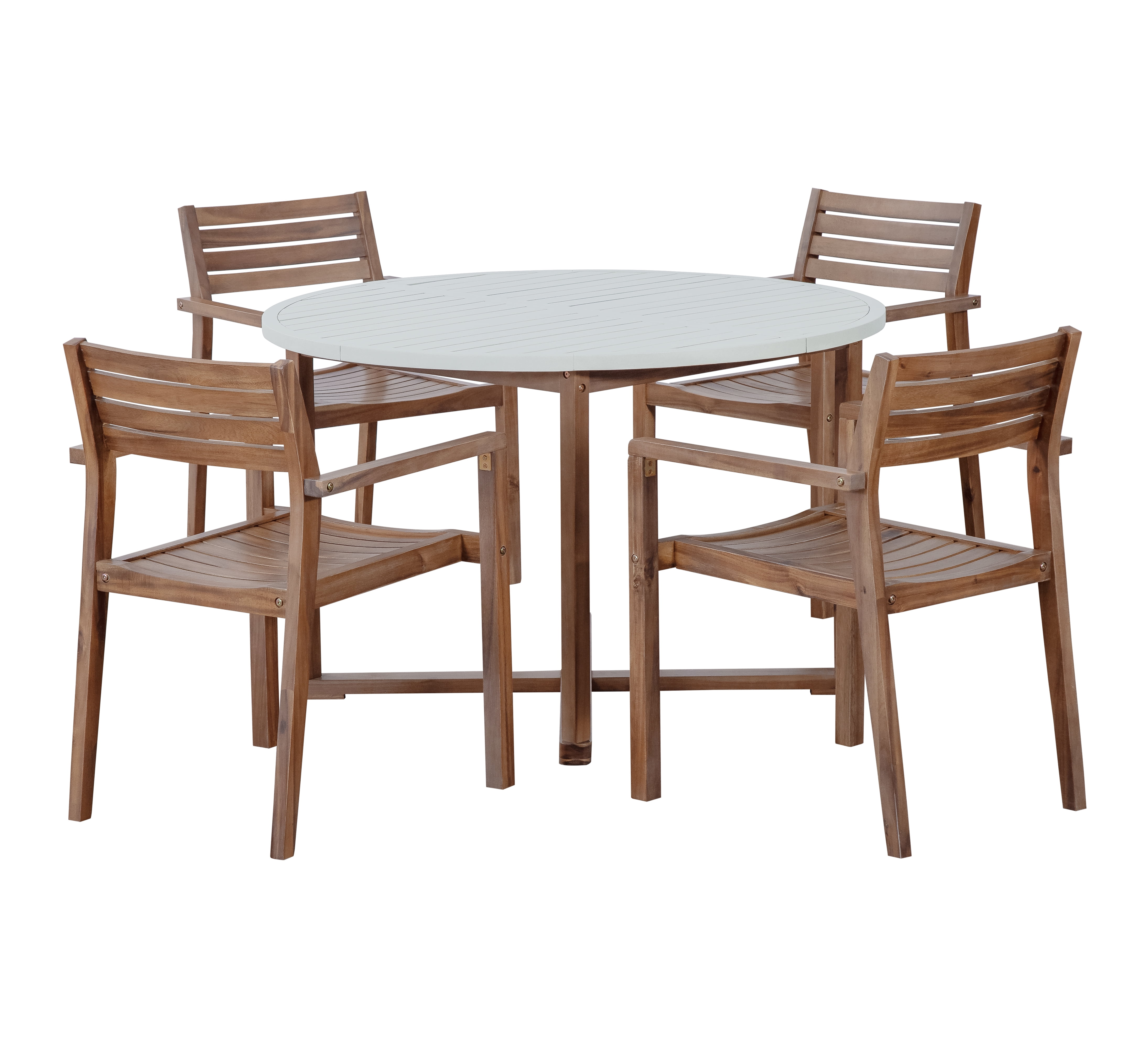 Mintazer 5 Piece Outdoor Patio Dining Set with 47.2" Round Table & 4 Chairs for Patio Lawn Garden & Indoor, Brown & White