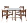 thumbnail image 4 of Harper & Bright Designs Outdoor Dining Set for 4, Garden Acacia Wood Round Table with Slatted Design and 4 Chairs, 5 Pieces Patio Dining Table Set, Light Gray,Natural & Light Brown, 4 of 15