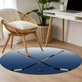 thumbnail image 5 of Navy Blue Ice Hockey Round Rugs 4ft, Winter Sports Ball Games Ombre Non Slip Washable Rug Runner, Low Pile Indoor Floor Carpet Mat Bathroom Rugs for Living Room, Bedroom, Kids Room, 5 of 9