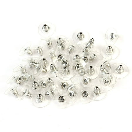 

50pcs Earrings Backs Clutch With Plastic Pad for Jewelry Use (White K)