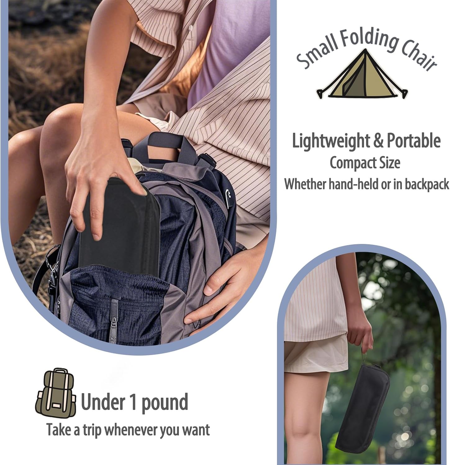 AMZDOER FOLDING CAMPING STOOLS, PORTABLE OUTDOOR CAMPING CHAIR WITH CARRY BAG, ALUMINUM ULTRALIGHT BACKPACKING STOOL, COLLAPSIBLE CAMP STOOLS OUTDOOR FOOTSTOOLS FOR WALKING HIKING FISHING PICNIC BARBECUE