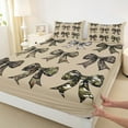 thumbnail image 3 of Homewish Cartoon Bow Knot Twin Sheet Sets,Vintage Camo Pattern Twin Fitted Sheet,Green Brown Flat Sheet For Boys Girls,Breathable Home Decor,3-Piece, 3 of 7