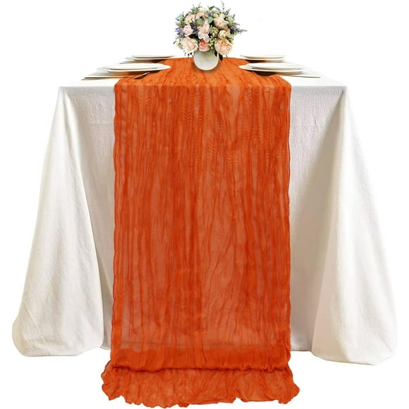 YQHWQ Orange Gauze Table Runner 13ft Cheesecloth Table Runner Cheesecloth Table Runner Rustic Bohemian Wedding Decor Vintage Cotton Table Runner Romantic Bridal Shower Table Runner Part