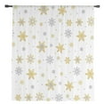 thumbnail image 2 of Christmas Snowflake Semi Sheer Curtains Drapes for Living Room, Bedroom, French Doors Window 54 Inches Long, Yellow White Xmas Winter Snowflake Rod Pocket Chiffon Curtain Drapery Voile Drape Panel, 2 of 6