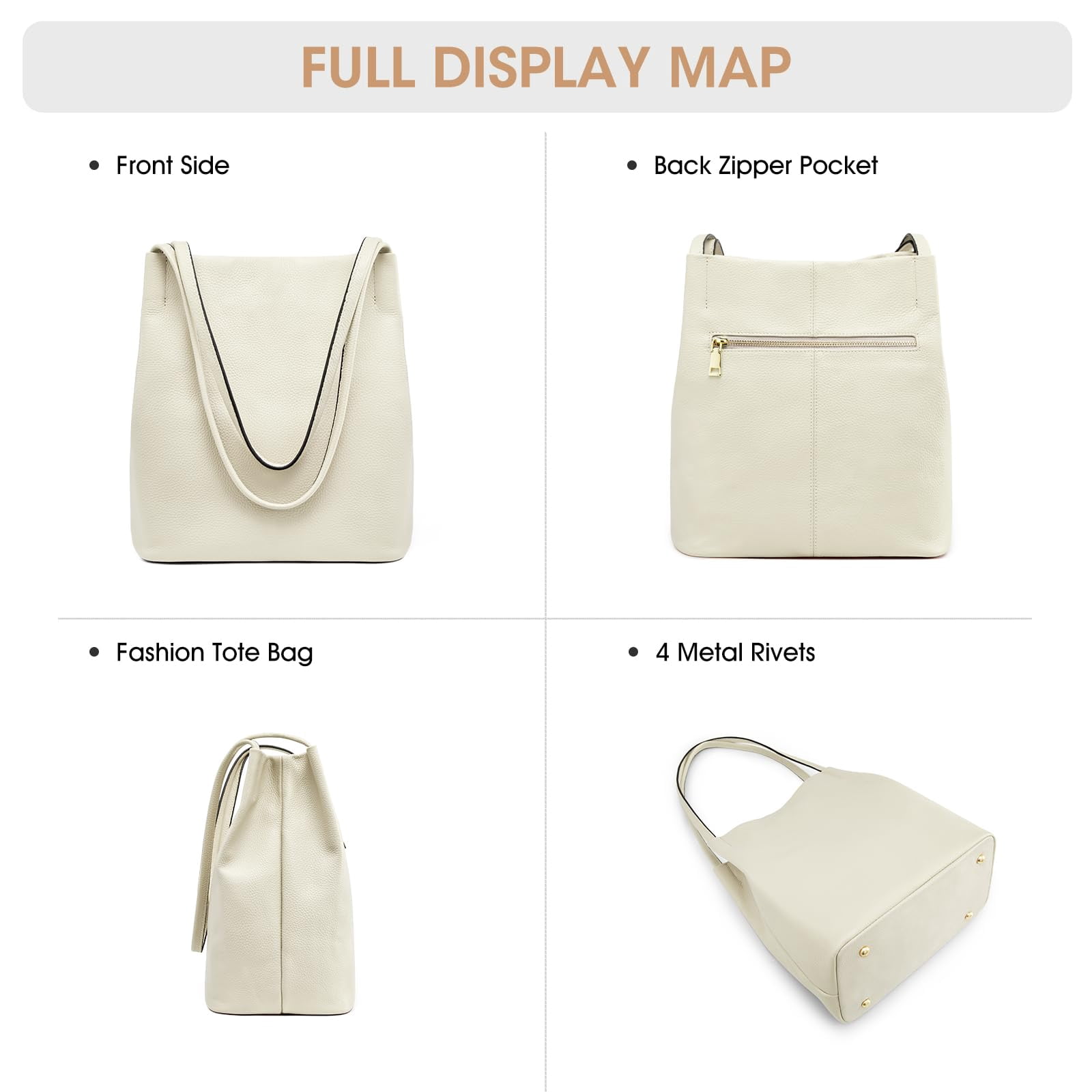 Kattee Women Soft Genuine Leather Totes Shoulder Bag Purses and Handbags with Top Magnetic Snap Closure