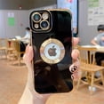 thumbnail image 1 of Funda de teléfono con agujero de logotipo chapado en oro de lujo para iPhone 14 13 12 Pro Max 11 XS 7 8 Plus, protección de cámara con logotipo transparente de silicona suave Tan Jianjun unisex, 1 of 2