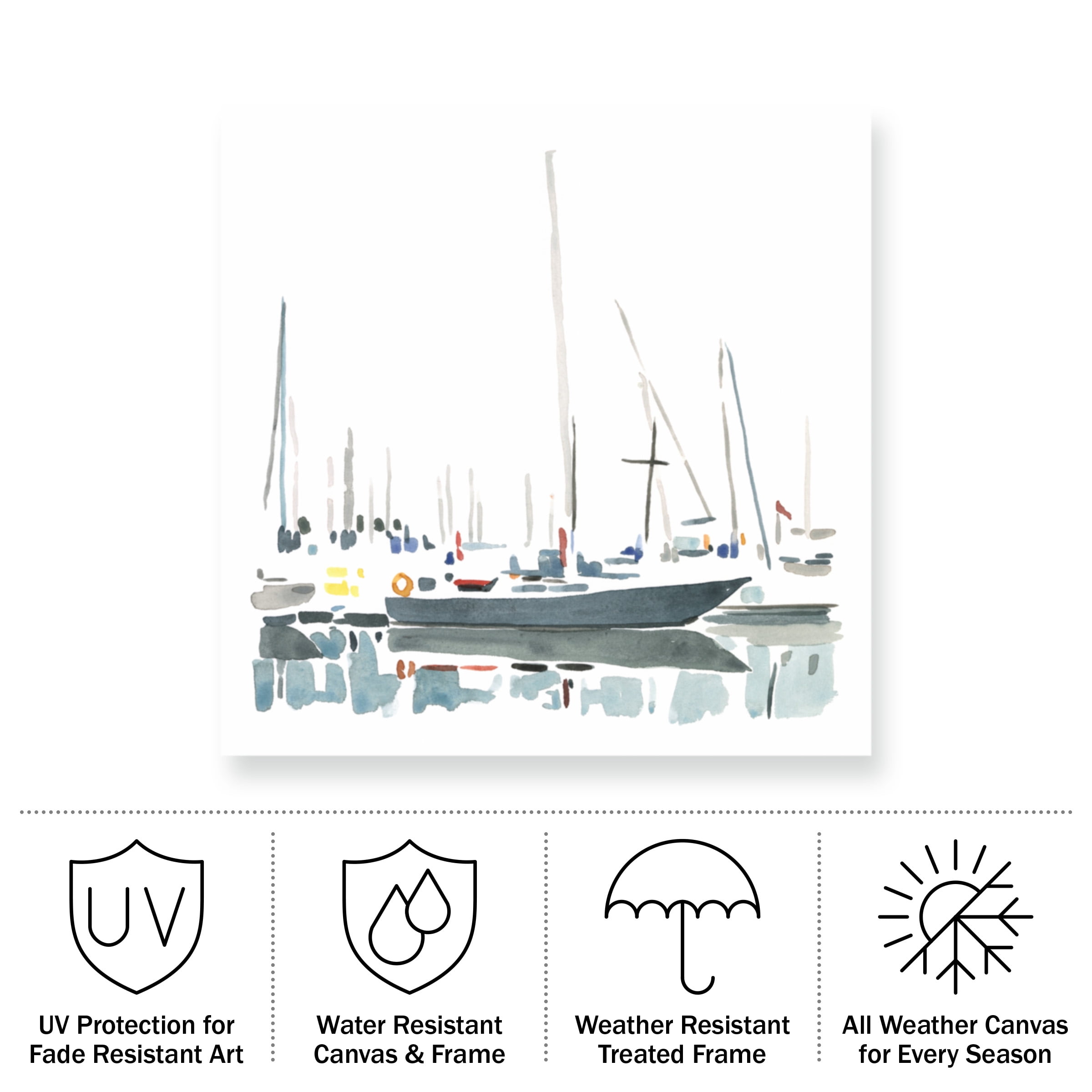 Emma Caroline 'Sailboat Scenery I' Outdoor Canvas 35x30
