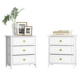 thumbnail image 5 of Kepooman White Nightstand with 3 Drawers, Night Stand for Bedroom, Small Dresser with Fabric Bins, Leather Finish, 5 of 9