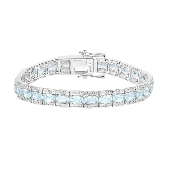 Genuine Blue Topaz Bracelet Sterling Silver 14.79 Carats December Birthstone Jewelry Gift For Her