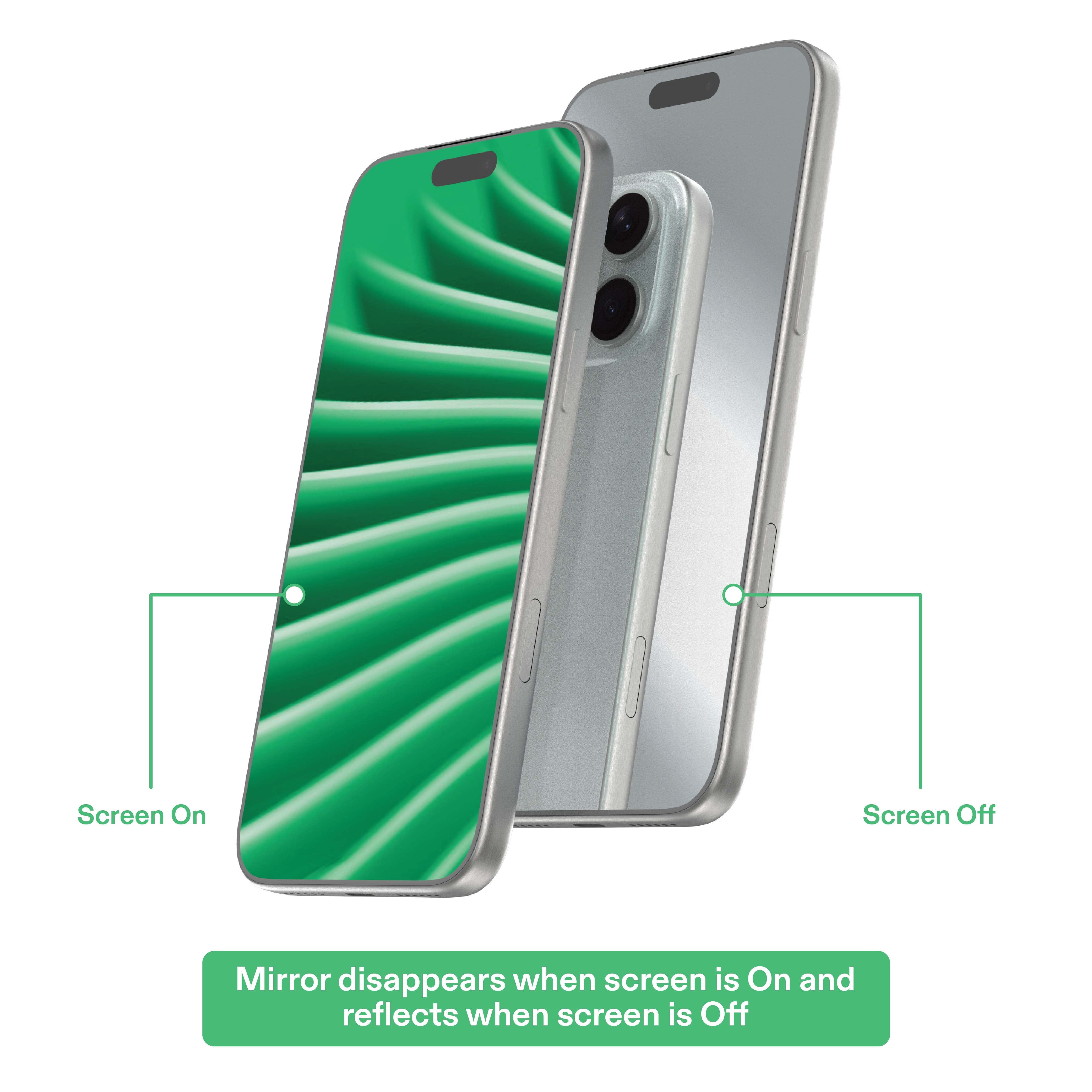 onn Mirror Glass Screen Protector for iPhone 18 Pro with Easy Application Tray - Silver Mirror Finish
