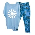 thumbnail image 2 of YHAJDS Women Pajama Set 2 Piece Summer Print Round Neck 3-4 Sleeve Top Lounge Pants, 2 of 3