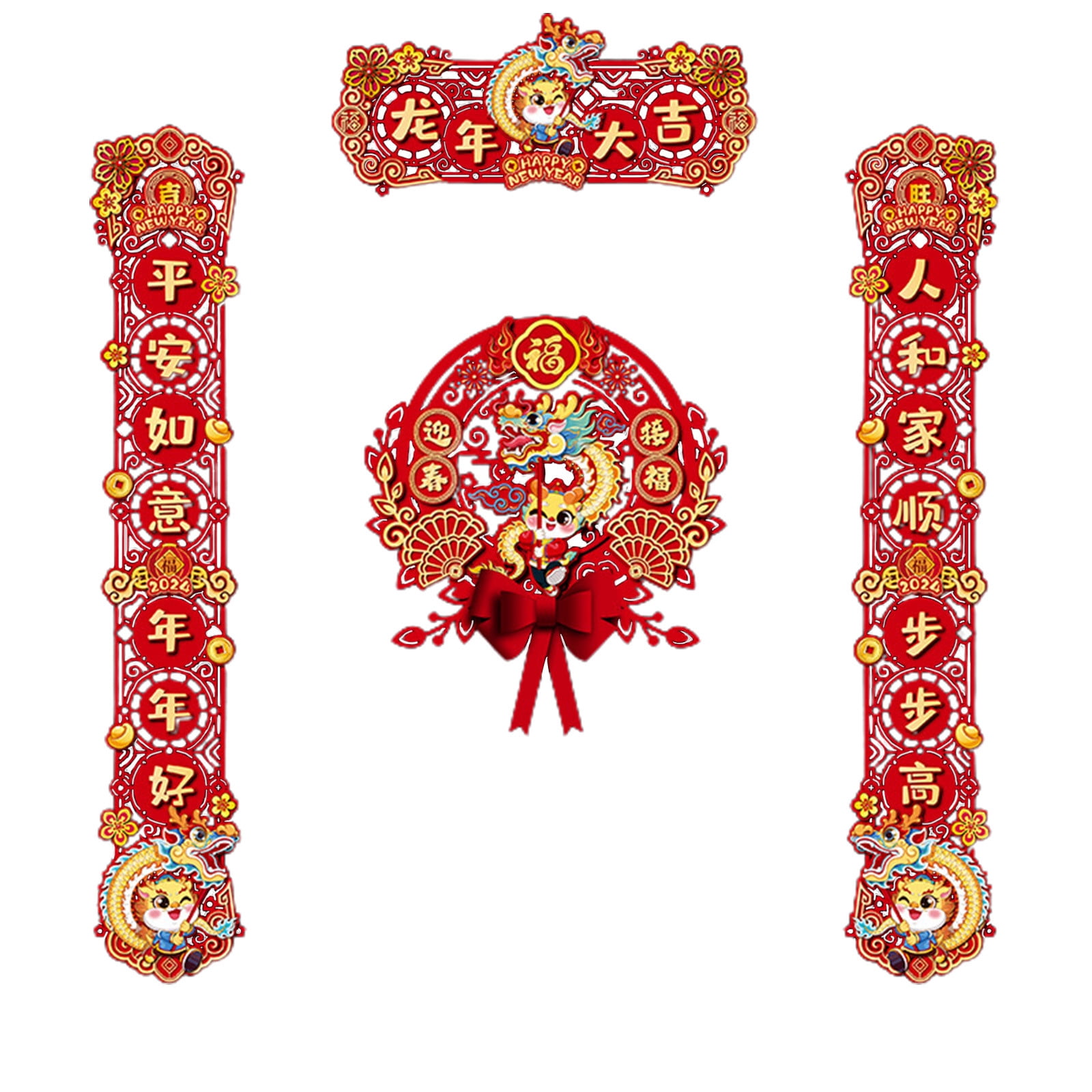 Wuztai Clearance Chinese New Year Decoration Paper Chinese Couplets Set With Chunlian Chinese Character Window Sticker For Spring Festival Party Home Decor Deals 90% off