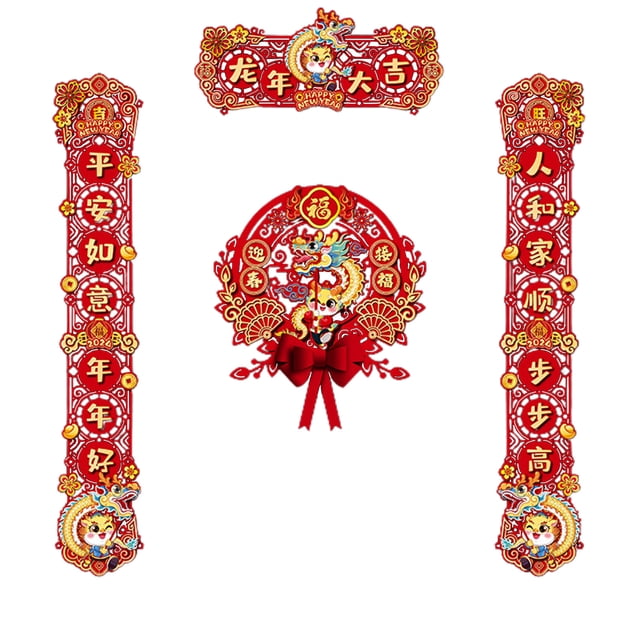 Wuztai Clearance Chinese New Year Decoration Paper Chinese Couplets Set With Chunlian Chinese Character Window Sticker For Spring Festival Party Home Decor Deals 90% off
