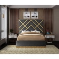 thumbnail image 4 of Meridian Furniture Vector Rich Velvet King Bed in Gray, 4 of 5