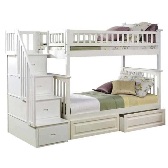 Leo & Lacey Twin Over Twin Staircase Storage Bunk Bed