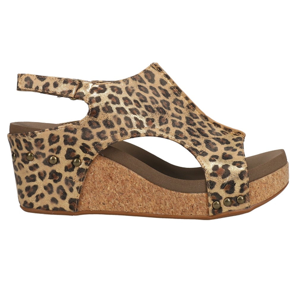 Corkys Footwear Womens 30-5316-GLLP Women's Carley Leopard Sandals 8 B Gold Walmart.com