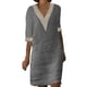 thumbnail image 1 of Vestido de mujer con cuello en V, costuras de encaje y manga media: vestido ligero y casual de verano con diseño clásico, 1 of 4