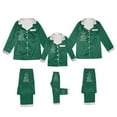 thumbnail image 2 of Family Silk Satin Christmas Pajamas Matching Sets Lightweight Long Sleeve Button down Shirt and Pants Xmas Pjs Jammies 2 Piece Soft Solid Holiday Sleepwear with Pocket Dark Green, 2 of 7