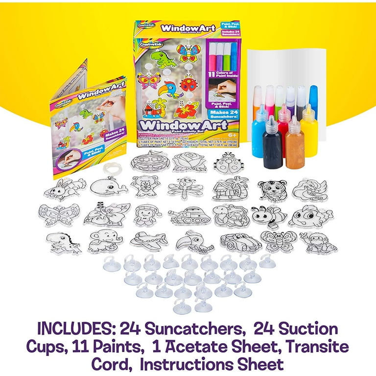  CAPKIT Window Paint Art, 36 Suncatchers Double Craft Kit for  Kids – Children's Make Your Own Fun Suncatcher Set – 36 Suction Cups – DIY  Car Window & Mirror Arts 