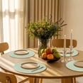 thumbnail image 5 of Sage Green Striped Round Placemats Set of 6 for Dinning Tables,Heat-proof Braided Table Mats 15 Inch,Modern Simple Farmhouse Beige Washable Place Mat for Kitchen Restaurant Party Decor Table Setting, 5 of 9