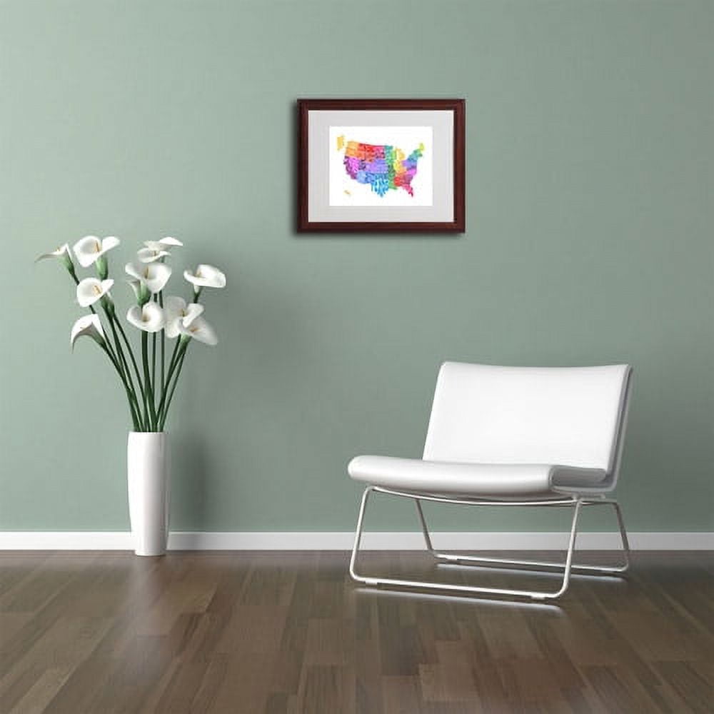Trademark Fine Art "USA States Txt Map 3" Matted Framed Art by Michael Tompsett