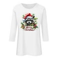 thumbnail image 3 of ClodeEU Women's Christmas Print Sweatshires,t Round Neck 3/4 Sleeve Blouse,Tunic Shirts Tops White,Womens Plus M, 3 of 3