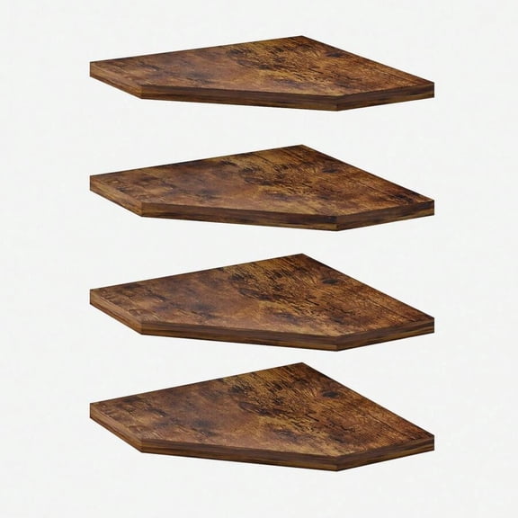 EASHZMFYTBF Set Of 4 Floating Corner Shelves, Wall Shelves, Wall Decor, Room Decor, Rustic Wood Wall Mounted Storage & Display Shelves For Bathroom, Kitchen, Living Room & Bedroom Organization