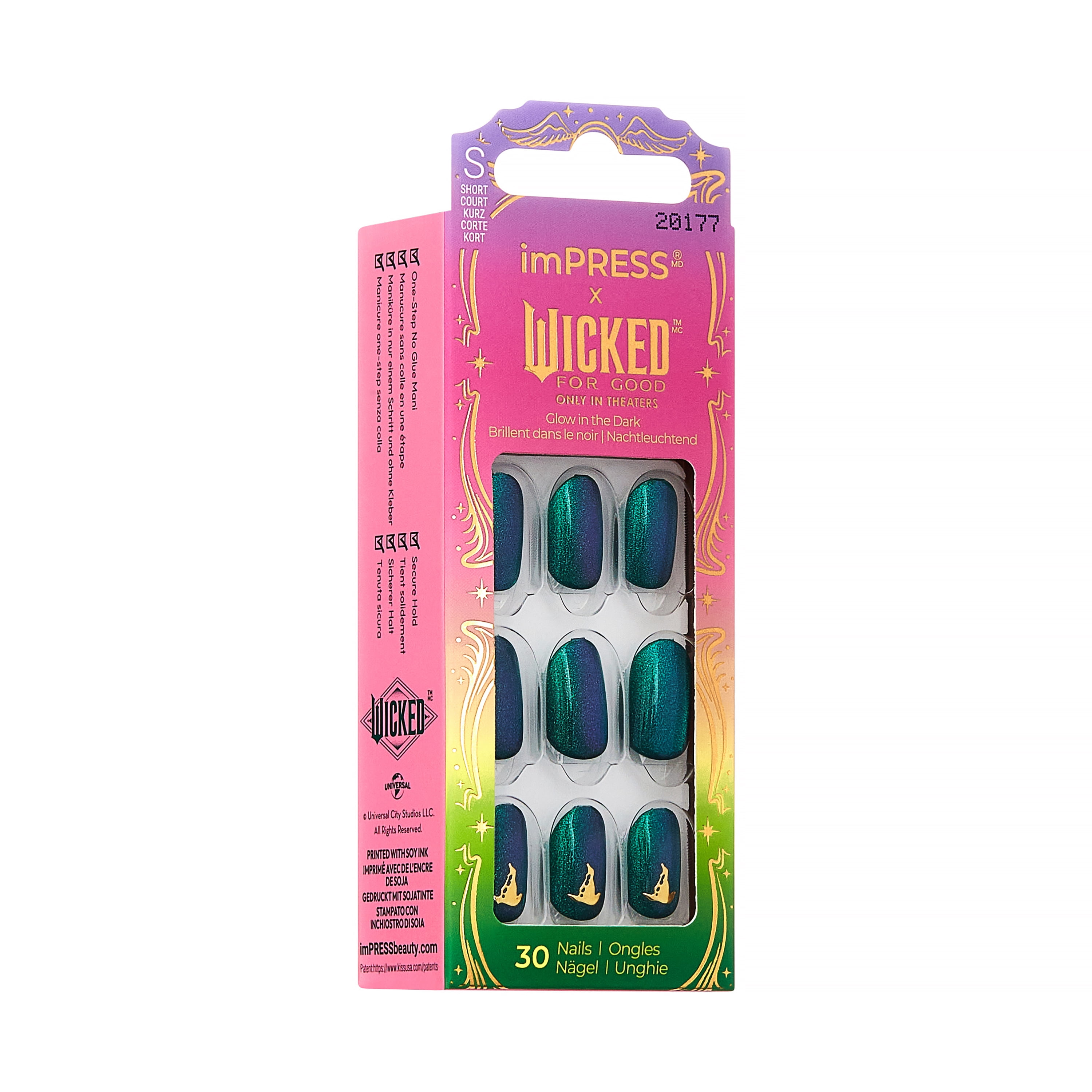 Kiss Impress Nail - Wicked - Une histoire en deux parties - Court - Vert - 30 ongles