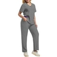 thumbnail image 5 of Scrubs for Women and Men Set – Medical Uniform, Binding Top and Drawstring Pants Scrub Sets Gray M, 5 of 5