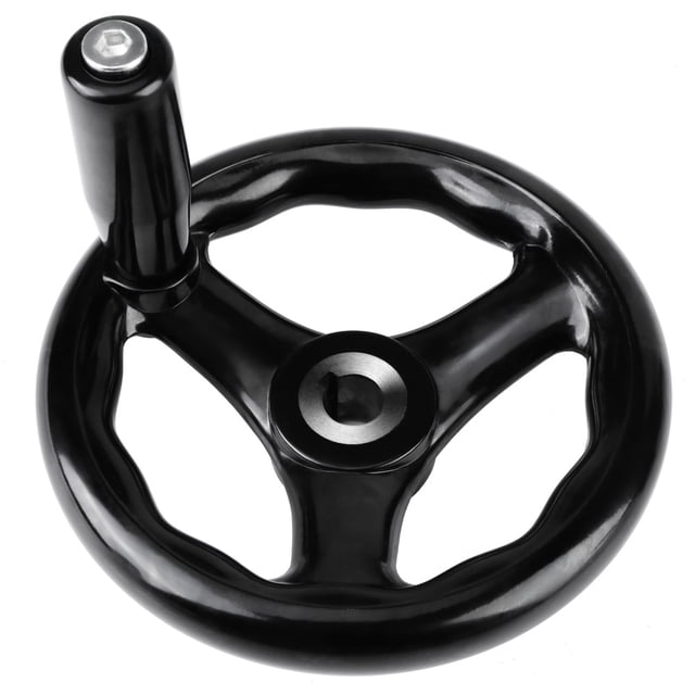 Volant à Main avec Poignée Rotative, 1 Pce 12*125mm Volant Rond Noir à Rayons Volant Performance Solide