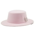 thumbnail image 1 of Men Fall Jazz Hat Sunscreen Solid Color Chic Flat Brim Boater Hat, 1 of 5
