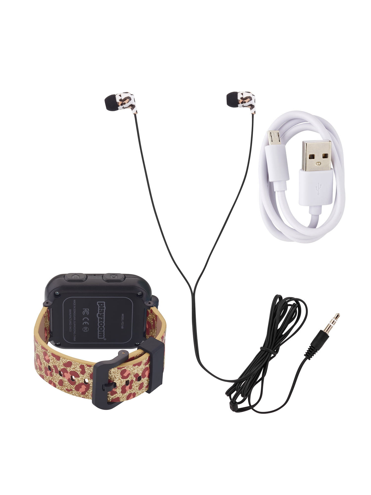 PlayZoom 2 Kids Girls Leopard Print Smartwatch & Earbuds Set