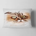 thumbnail image 2 of Designart Cute Brown Cat Watercolor Sketch - Animal Throw Pillow - 12x20, 2 of 5