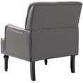 thumbnail image 3 of Mid-Century PU Leather Accent Chair, Living Room Lounge Sofa Chair with Black Painted Rubber Wood Feet, Single Club Armchair with Rivet Trim for Bedroom Home Reception, 3 of 7