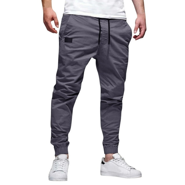 Pantalons Mode Décontractée Longueur Complète Taille Mi-Haute avec Poches Pantalons Crayon Unis pour Hommes