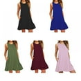 thumbnail image 3 of Women's Summer Sleeveless Casual Swing Simple T-Shirt Loose Dresses Beach Dress Cover Ups With Pockets, 3 of 5