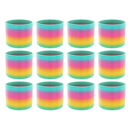 12 Pack Classic Slinky Spring Toy with Cool Rainbow Colors, Plastic Spring Toy for Birthday Party Favors, Goodie Bag Fillers,