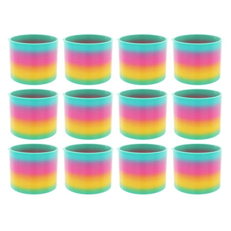 12 Pack Classic Slinky Spring Toy with Cool Rainbow Colors, Plastic Spring Toy for Birthday Party Favors, Goodie Bag Fillers, (Best Birthday Party Games For 12 Year Olds)