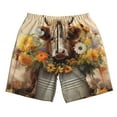 thumbnail image 2 of Honeii's Bucket Flower Cow Print Men's Casual Shorts with Drawstring，Swim Trunks Quick Dry Beach Shorts, 2 of 5