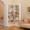 thumbnail image 4 of EuKer 5 Tier Corner Bookcase, L-Shaped Bookshelf with Large Storage Capacity for Living Room, Bedroom, Office (Half Panel, White), 4 of 9
