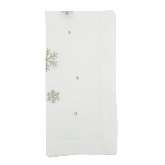 Saro Lifestyle Frosty Flakes Embroidered Snowflake Napkin (Set of 4)