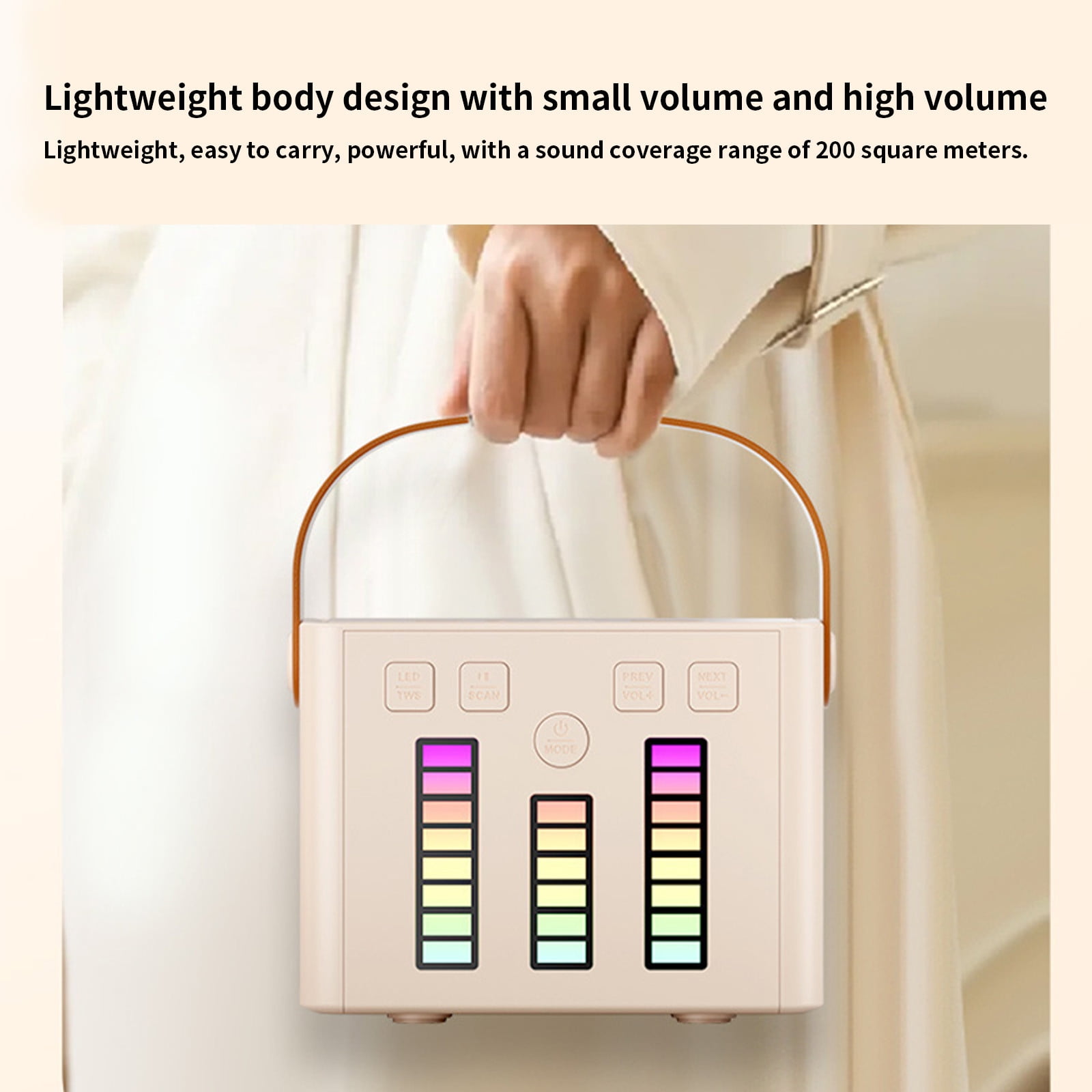 Nkmbld Bluetooth Speakers Wireless Karaoke Sound System with Microphone, Bluetooth Speaker LED Pickup Light, Multiple Light Transformations, Outdoor Speaker, Graduation Gift, White