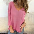 thumbnail image 2 of Fall Sweatshirts, Plus Size Tops for Women Fall Long Sleeve V Neck Shirts Pocket Casual Solid Shirts Oversized Knit Tunic Clothes, 2 of 8