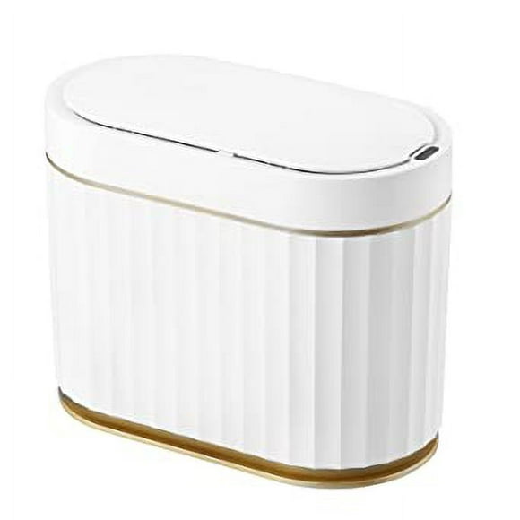 Zshan Mini Desktop Trash Can Small Trash Can with Lid, 5 Quart Desktop Motion Sensor Trash Can, 1.3 Gallon Waterproof Countertop Trash Can, Small Plastic Trash Can for Office, Bedroom, Gold