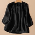 thumbnail image 2 of Turilly Womens V-Neck Floral Embroidered Linen Blouses Fashion Ladies 3/4 Sleeve Lightweight Casual T-Shirts, 2 of 6