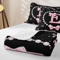 thumbnail image 4 of meiyoeat Girls Personalized Monogrammed Gifts Twin Quilt Set For Bowtie Lovers,Kids Bowknot Alphabet E Print Twin Coverlet Set,2-Piece, 4 of 7