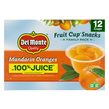 (12 Pack) Del Monte Fruit Cup Snacks No Sugar Added Mandarin Orange, 4 ...